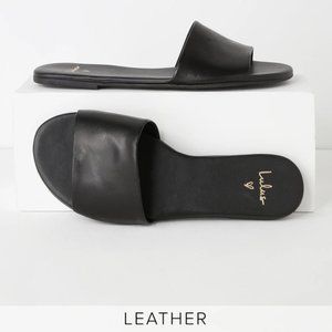Lulus Tara Black Nappa Leather Slide Sandals
